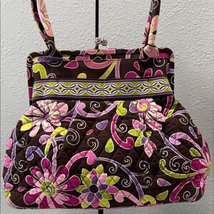 Vera Bradley Alice Loves Me Purple Punch Kiss Lock Purse Quilted Retired EUC